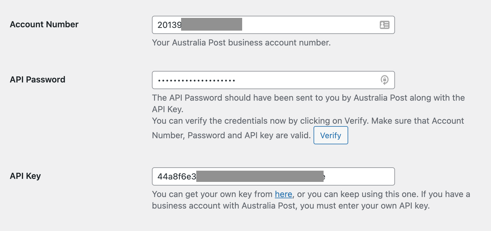 Australia Post WooCommerce eParcel Credentials